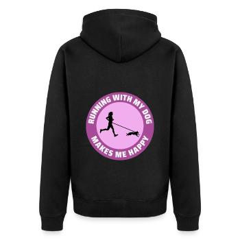 Canicross Trail Running Hund Sport Outdoor Hobby - Unisex Premium Bio Zip Hoodie - Schwarz - Hinten - Nico (187cm)