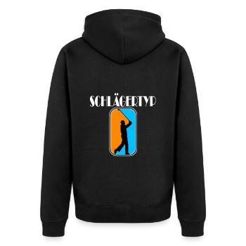 golf schlägertyp Golf - Unisex Premium Bio Zip Hoodie - Schwarz - Hinten - Nico (187cm)