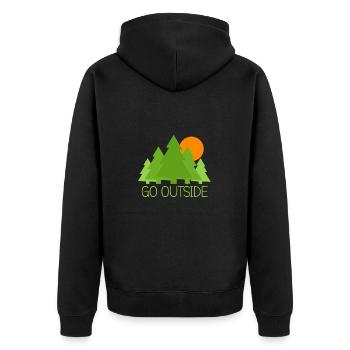 go outside - Unisex Premium Bio Zip Hoodie - Schwarz - Hinten - Nico (187cm)