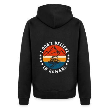 Außerirdischer Lustig Außerirdisch - Unisex Premium Bio Zip Hoodie - Schwarz - Hinten - Nico (187cm)