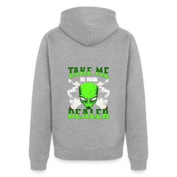 Außerirdischer Sterne Weltraum Retro - Unisex Premium Bio Zip Hoodie - Grau meliert - Hinten - Nico (187cm)