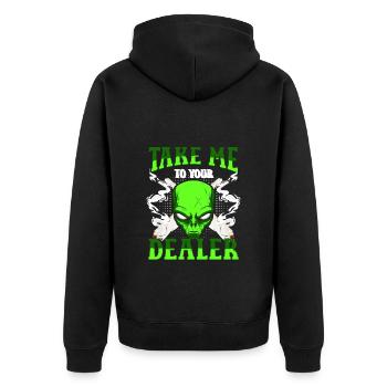 Extraterrestrial Star Space Retro - Unisex Premium Organic Zip Hoodie - black - Back - Nico (187cm)