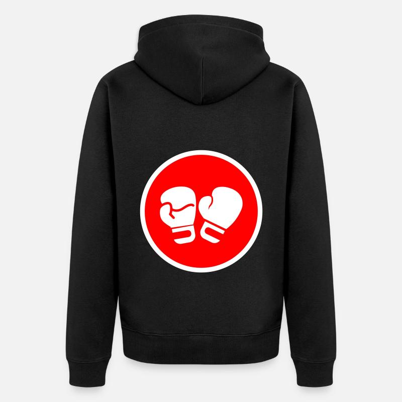 Symbole des gants de boxe - Veste à capuche bio Premium Unisexe - noir