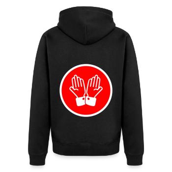 Hands Praying Circle - Unisex Premium Organic Zip Hoodie - black - Back - Nico (187cm)