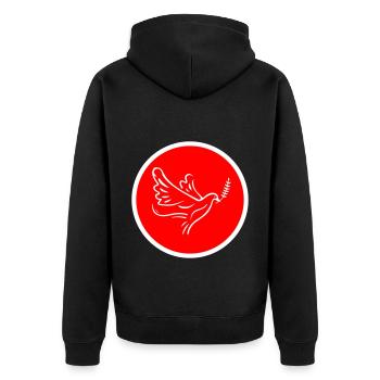 Pigeon Circle - Unisex Premium Organic Zip Hoodie - black - Back - Nico (187cm)