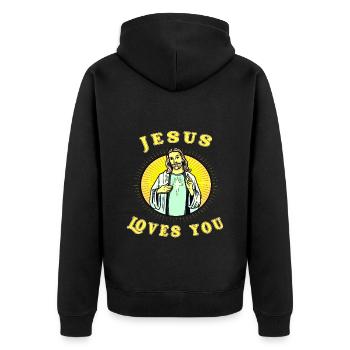 Enkel Opa Enkelkind Vintage opa - Unisex Premium Bio Zip Hoodie - Schwarz - Hinten - Nico (187cm)