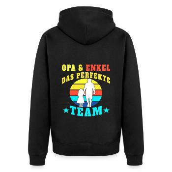 Enkel Opa Enkelkind Vintage opa - Unisex Premium Bio Zip Hoodie - Schwarz - Hinten - Nico (187cm)