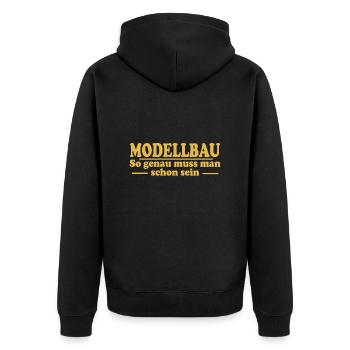modellbau Diorama - Unisex Premium Bio Zip Hoodie - Schwarz - Hinten - Nico (187cm)