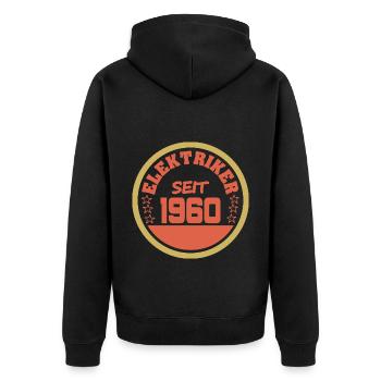 60er - Unisex Premium Bio Zip Hoodie - Schwarz - Hinten - Nico (187cm)