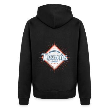 Tennis Vintage Retro Tennis Player Player Sport - Unisex Premium Organic Zip Hoodie - black - Back - Nico (187cm)