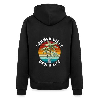 Strand Meer Tauchen - Unisex Premium Bio Zip Hoodie - Schwarz - Hinten - Nico (187cm)
