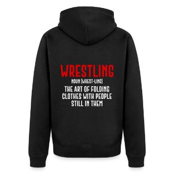 Wrestling, The Art Of Folding Clothes 4 - Unisex Premium Organic Zip Hoodie - black - Back - Nico (187cm)