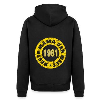 Jahr 1981 - Unisex Premium Bio Zip Hoodie - Schwarz - Hinten - Nico (187cm)