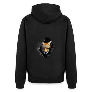 Fuchs Knuffig Tiere Geschenk Kunst Tiermotiv - Unisex Premium Bio Zip Hoodie - Schwarz - Hinten - Nico (187cm)