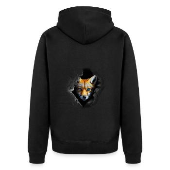 Fuchs Knuffig Tiere Geschenk Kunst Tiermotiv - Unisex Premium Bio Zip Hoodie - Schwarz - Hinten - Nico (187cm)