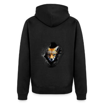 Fox Cuddly Animals Gift Art Animal Motif - Unisex Premium Organic Zip Hoodie - black - Back - Nico (187cm)