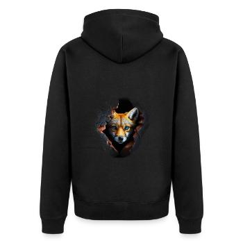 Fuchs - Unisex Premium Bio Zip Hoodie - Schwarz - Hinten - Nico (187cm)