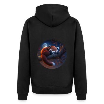 Red panda - Unisex Premium Organic Zip Hoodie - black - Back - Nico (187cm)