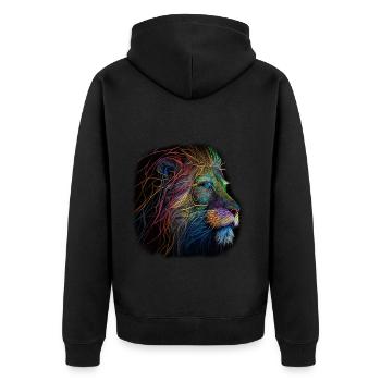 Lion Big Cat Animals Gift Art Animal Motif - Unisex Premium Organic Zip Hoodie - black - Back - Nico (187cm)