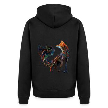 Fox Fox Motif Animals Gift Art Animal Motif - Unisex Premium Organic Zip Hoodie - black - Back - Nico (187cm)