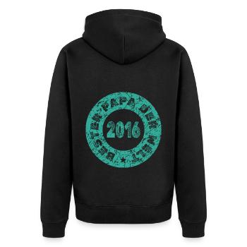Jahr 2016 - Unisex Premium Bio Zip Hoodie - Schwarz - Hinten - Nico (187cm)
