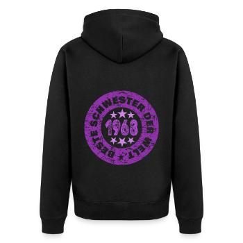 1968 1968 - Unisex Premium Bio Zip Hoodie - Schwarz - Hinten - Nico (187cm)