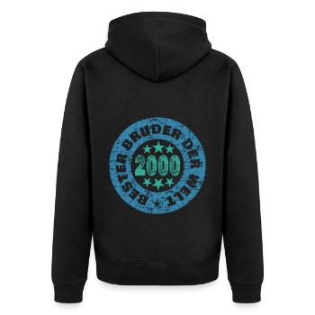 2000 - Unisex Premium Bio Zip Hoodie - Schwarz - Hinten - Nico (187cm)