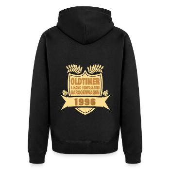 Oma 1996 - Unisex Premium Bio Zip Hoodie - Schwarz - Hinten - Nico (187cm)