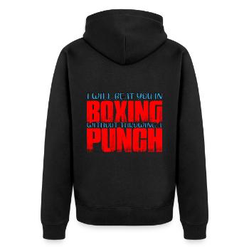 Will Beat You In Boxing Without Throwing A Punch 4 - Unisex Premium Bio Zip Hoodie - Schwarz - Hinten - Nico (187cm)