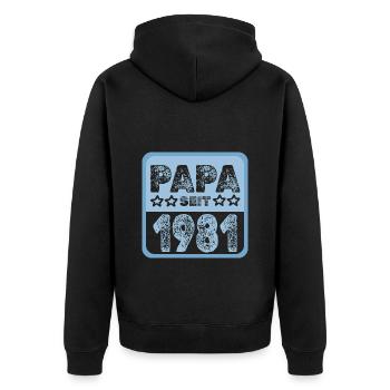 Jahr 1981 - Unisex Premium Bio Zip Hoodie - Schwarz - Hinten - Nico (187cm)