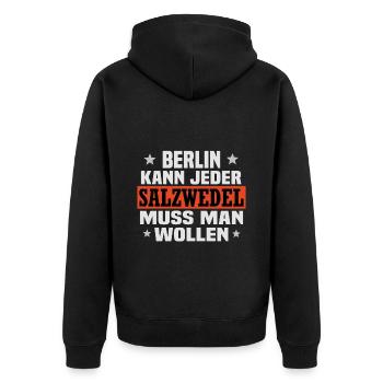 salzwedel - Unisex Premium Bio Zip Hoodie - Schwarz - Hinten - Nico (187cm)