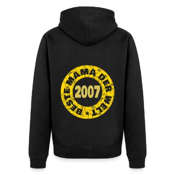 Jahr 2007 - Unisex Premium Bio Zip Hoodie - Schwarz - Hinten - Nico (187cm)