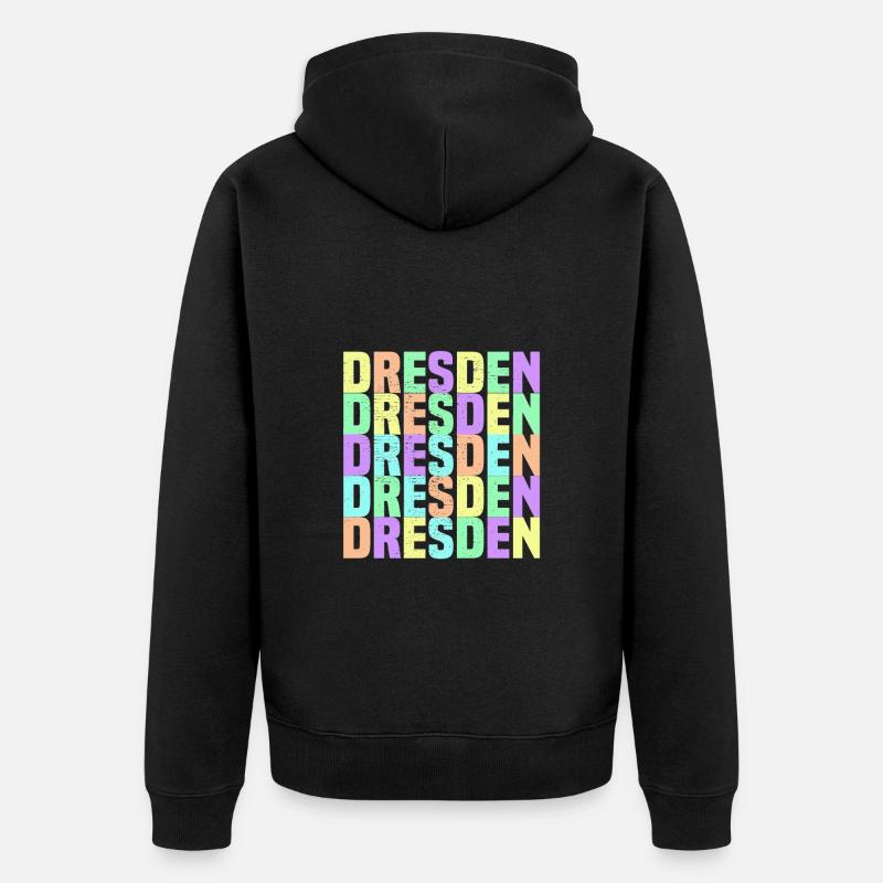 Dresden Regenbogen - Unisex Premium Bio Zip Hoodie - Schwarz