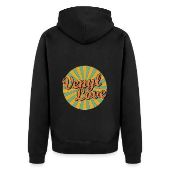 venyl love - Unisex Premium Bio Zip Hoodie - Schwarz - Hinten - Nico (187cm)
