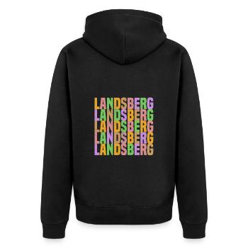 Landsberg Regenbogen - Unisex Premium Bio Zip Hoodie - Schwarz - Hinten - Nico (187cm)
