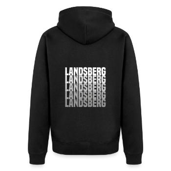 Landsberg - Unisex Premium Bio Zip Hoodie - Schwarz - Hinten - Nico (187cm)