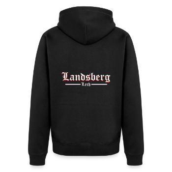 Landsberg - Unisex Premium Bio Zip Hoodie - Schwarz - Hinten - Nico (187cm)