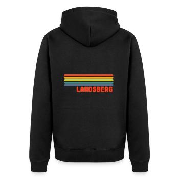Landsberg - Unisex Premium Bio Zip Hoodie - Schwarz - Hinten - Nico (187cm)