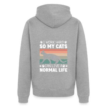 Katzen Katzenaugen Wildkatze - Unisex Premium Bio Zip Hoodie - Grau meliert - Hinten - Nico (187cm)