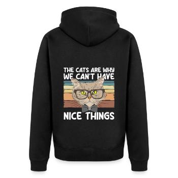 Chat Yeux de chat Ami Chat Maîtresse - Veste à capuche bio Premium Unisexe - noir - Dos - Nico (187cm)