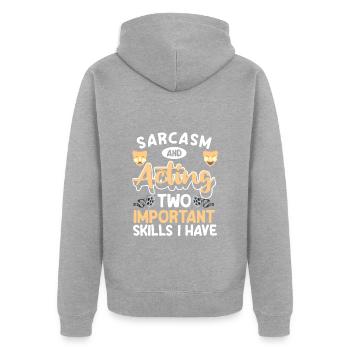 actor theatre fan comedy opera - Unisex Premium Organic Zip Hoodie - heather grey - Back - Nico (187cm)