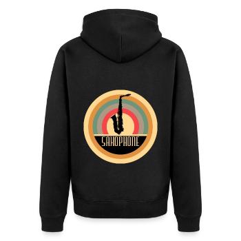 Saxophone Accessories Gift Idea - Unisex Premium Organic Zip Hoodie - black - Back - Nico (187cm)