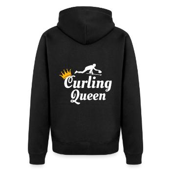 Stone Curling Queen Winter Ice Sport Curler Funny - Unisex Premium Bio Zip Hoodie - Schwarz - Hinten - Nico (187cm)