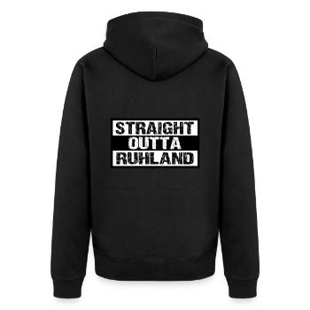 Ruhland - Unisex Premium Bio Zip Hoodie - Schwarz - Hinten - Nico (187cm)