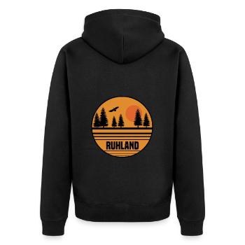 Ruhland - Unisex Premium Bio Zip Hoodie - Schwarz - Hinten - Nico (187cm)