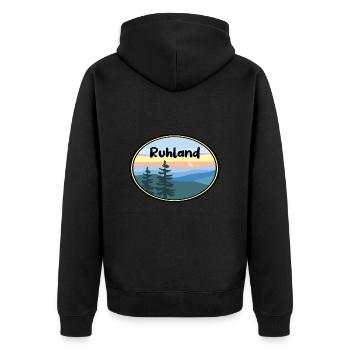 Ruhland - Unisex Premium Bio Zip Hoodie - Schwarz - Hinten - Nico (187cm)