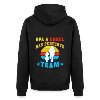 Enkel Opa Enkelkind Vintage papa - Unisex Premium Bio Zip Hoodie - Schwarz - Hinten - Nico (187cm)