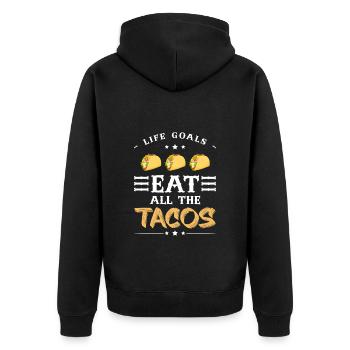 All you can eat Fest Grill Köstlichkeiten - Unisex Premium Bio Zip Hoodie - Schwarz - Hinten - Nico (187cm)