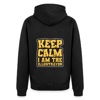 Designerin Gestalter Zeichnen - Unisex Premium Bio Zip Hoodie - Schwarz - Hinten - Nico (187cm)