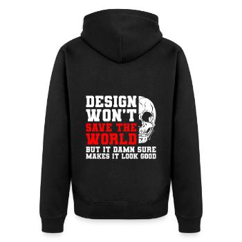 Designerin Gestalter Grafiker - Unisex Premium Bio Zip Hoodie - Schwarz - Hinten - Nico (187cm)